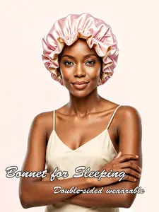 Two Tone Satin Hat Silk Bonnet for Sleeping, Double Layer Reversible Hair Cap, Comfortable Nighttime Headwear for Women Haircare, Hair Care Wrap