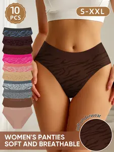 Women's Leopard Heart Pattern Underwear Set, High Elasticity Low Waist Fit Comfortable Breathable Triangle Panties, Multiple Colors Available