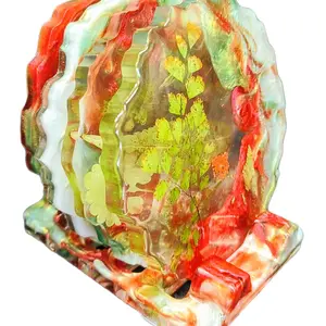 Custom poured large resin ripple syle coaster set Stylish Tableware