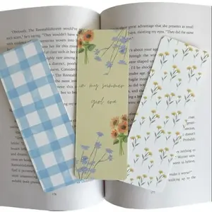 Summer Girl Era Floral & Gingham Blue Bookmarks Premium Card Stock Soft Touch Finish Handmade 2 x 6 Inches Perfect for Book Lovers Art Stickers