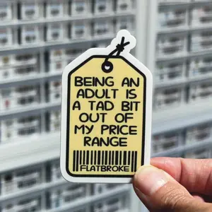 Being An Adult Is A Tad Bit Out Of My Price Range Sticker, Funny Sticker Adult, Broke, No Money, Poor, Adulting Is Hard, Fun Sarcastic Decal