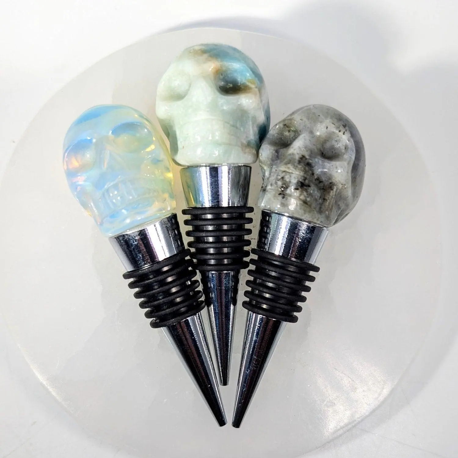 Crystal Skull Wine Bottle Stopper