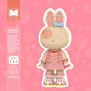 Momo Series Large Bunny Shaped Assembly Building Blocks 8800 Pieces 55cm High Powder Group Rabbit, Creative Decor Gift for Kids and Home Decoration
