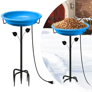 Heated Bird Bath, Stable 5-Prong Metal Base Thermostat Control Weather Resistance All Seasons Available 75W Heated Bird Baths for Outdoors for Winter Garden Yard Patio Lawn