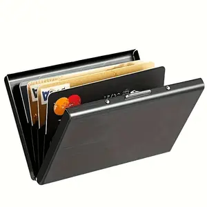 Stainless steel  holder is an ideal gift for dad, high-end stainless steel  holder for men, stainless steel credit  case - men's stylish metal wallet with RFID protection, ideal gift for Father's Day Card