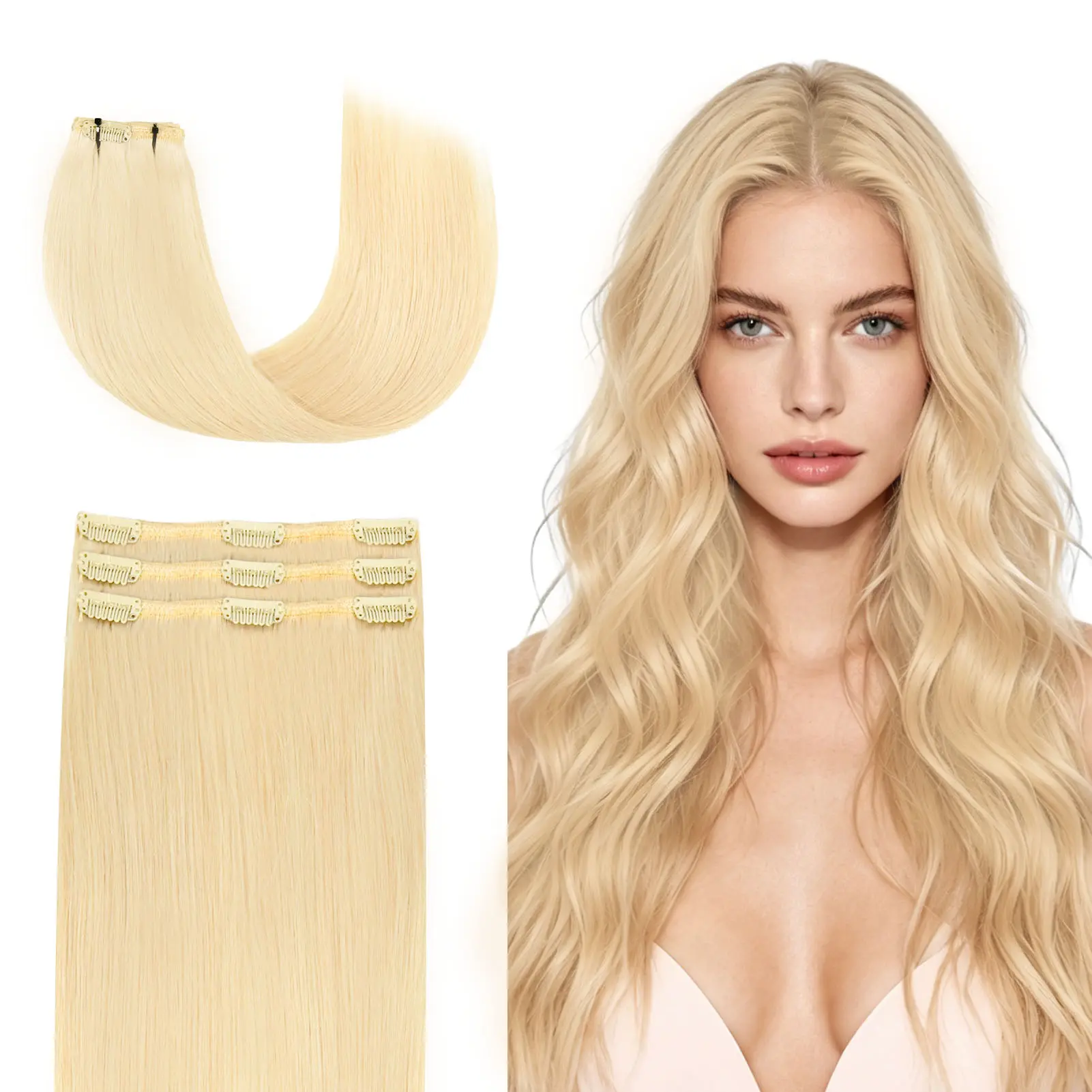 U Extension 3Pcs/Pack Clip in Human Hair Extensions Remy Hair Extensions Straight Hair Clip ins for Women
