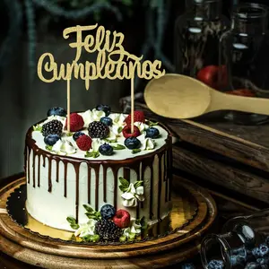 1pc Glitter Spanish Feliz Cumpleaños Cake Topper Happy Birthday Cake Topper Fiesta Theme Party Decoration supplies