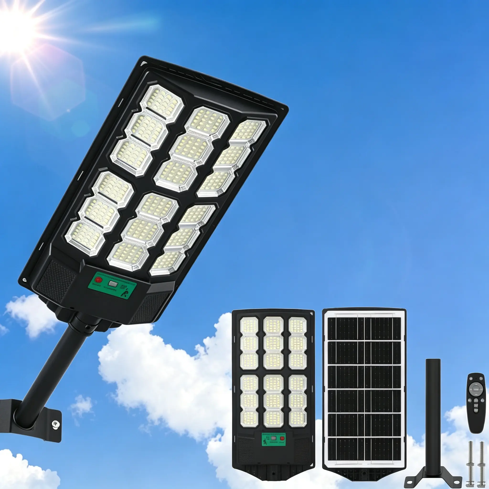 Solar Street Light Outdoor 3 Modes LED Motion Sensor Security Wall Lamp for Garden Yard Porch Decor IP65 Waterproof Remote Control Solar Lights Outdoor Mounted Light,dorm essentials,home decor,home essentials,camping essentials