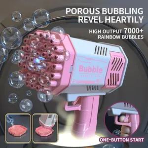 40-Hole Automatic Bubble Machine with LED Light Outdoor Bubble Blower Toy for Kids Parties