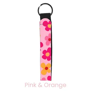 abbyrose Daisy Dance Wristlet Key Chain Pink & Orange