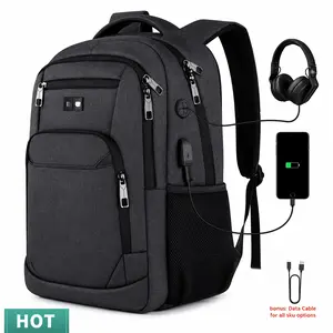 Durable Polyester 15.6" Laptop Backpack with USB Charging Port, -Compliant, Machine Washable, Soft Shell Design for School, College, and Travel - Black, Backpack for School, College Essentials, Modern Backpack, Secure Zipper Closure