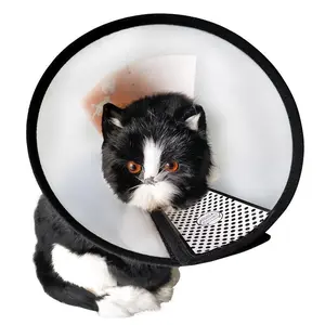Adjustable Pet Soft Elizabeth Collar - anti-scratch and bite, comfortable recovery cone with black trim, suitable for dogs and cats