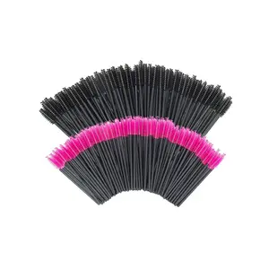 200 PCS Disposable Eyelash brush Mascara Wands Spoolies for Eye Lash Extension, Eyebrow and Makeup (Black&Rose red)