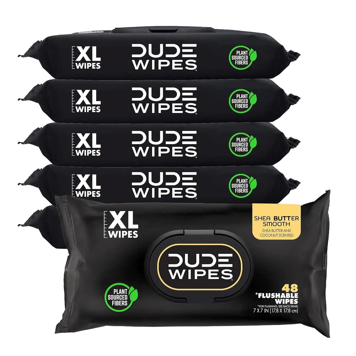 DUDE Wipes - Flushable Wipes - 6 Pack, 288 Wipes - Shea BUTTer Smooth Extra-Large For Adult - Vitamin-E & Aloe - Septic and Sewer Safe