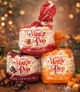 Kim's Magic Pop - Cinnamon Swirl Drizzled Flavor, Salted Caramel Flavor Drizzled & Dark Chocolate Combination [12 pack] Natural Crunchy Crispy Snack