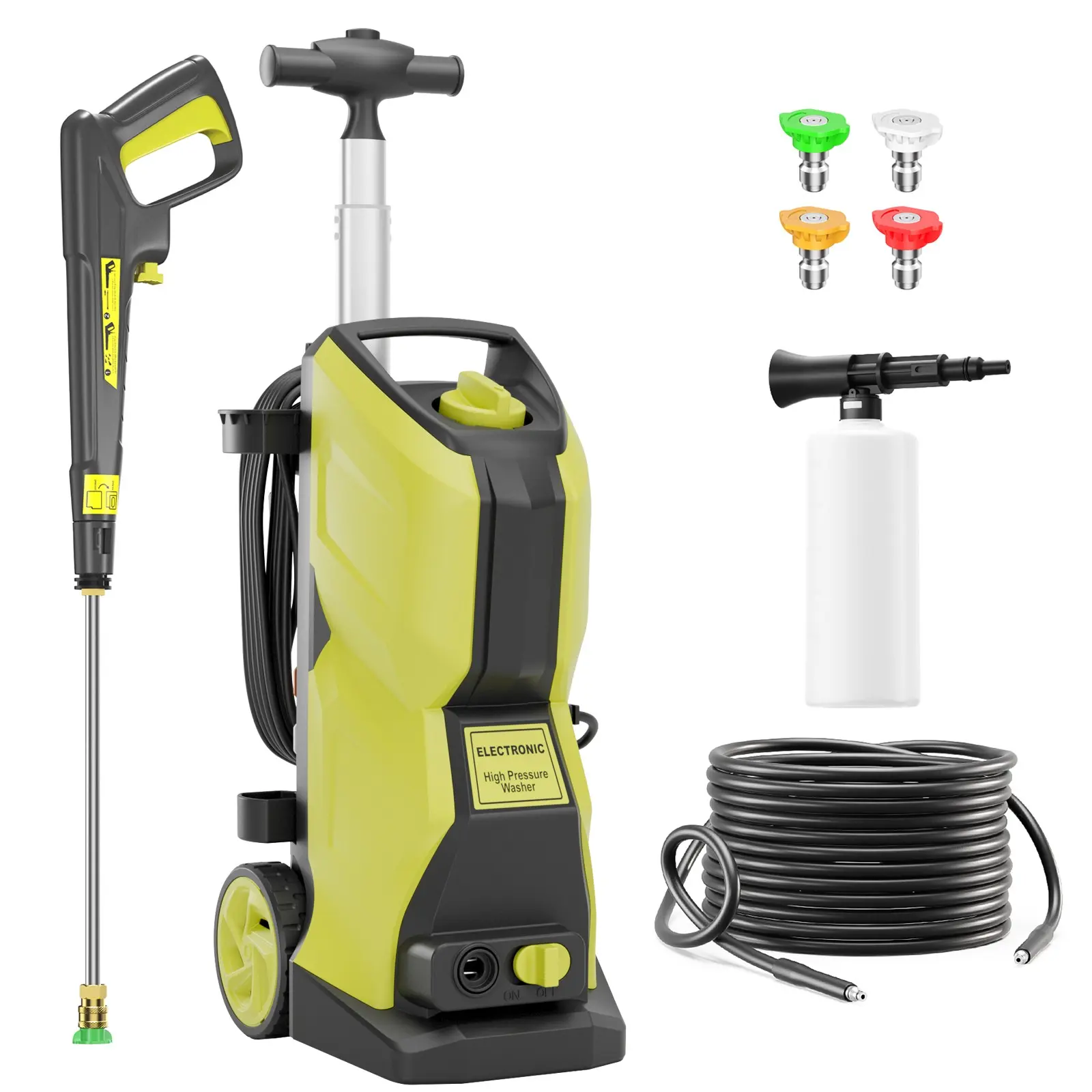 Electric Pressure Washer 5350PSI MAX 3.1GPM, All-Around Surface Cleaning, Multi-Purpose Cleaning Performance, with 4 Spray Nozzle, 500ML Foam Cannon, Stainless Steel Lance, Total Stop System for Car, Driveway, Fence, Garden, Yard, Home Cleaning