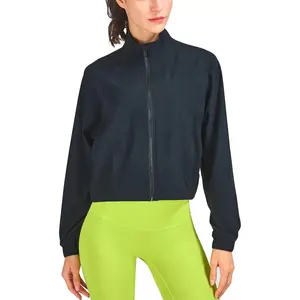 Women's Athletic Running Yoga Gym Track Zip Up Cropped Jackets UPF 50+ Sun Protection Long Sleeve Workout ShirtsGift