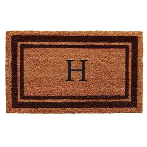 Calloway Mills  24 x 36 in. Brown Border Monogram Rectangular Doormat, Natural - Letter H