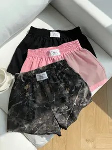 Women's Vintage Street Style Dried Branch Maple Leaf Camo Print and Solid Color Loose Sporty Shorts, Summer Casual Comfortable Daily Wear, Casual Relaxed Shorts