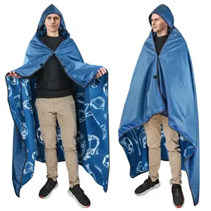 Catalonia Waterproof Blanket for Outdoor, Hooded Blanket Poncho, Windproof, Warm for Stadium,Sporting Events, Camping