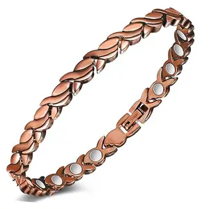 Copper Magnetic Bracelet for Women with Neodymium Magnets Adjustable Bangle with Sizing Tool Jewelry Gift Perfect Fit & Strong Magnetic Pull
