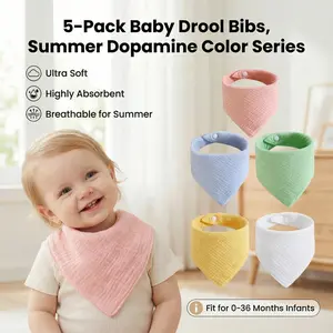 Baby Bibs Set, Soft Cotton Material, Adjustable Closure Design, Ideal for Feeding & Drooling Protection, Safe Baby Accessories, Adjustable Bib Straps, Newborn Infant