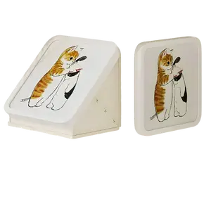 Wall-Mounted Bathroom Storage Cabinet - Foldable, No-Drill, Waterproof, Cat Art Design, Space-Saving Organizer for Towels & Clothes