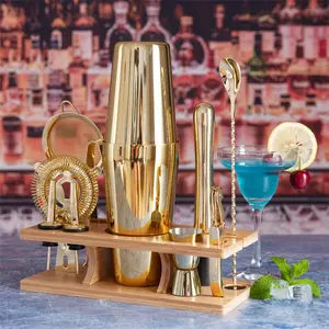 11-Piece Gold Cocktail Shaker Set Stainless Steel 25oz Bartending Kit for Professionals & Home Mixologists Barware Tool Set with Durable Shakers and Versatile Use