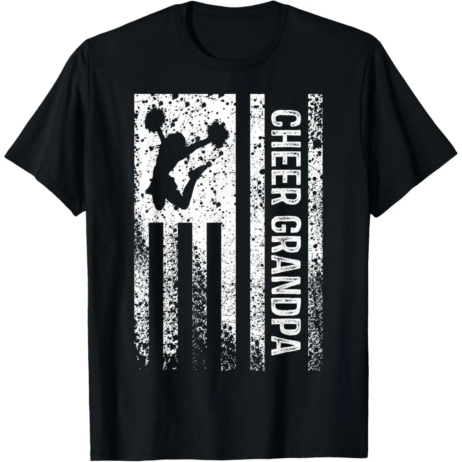 Cheer Grandpa Vintage American Flag Cheerleader Squad T-Shirt Pure Cotton Graphic Tees Menswear Top: Gifts for Men & Women