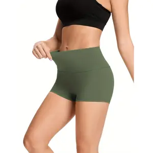 Women'S Activewear: Black High-Stretch Yoga Shorts, Stylish And Breathable for Casual Running And Fitness Workouts