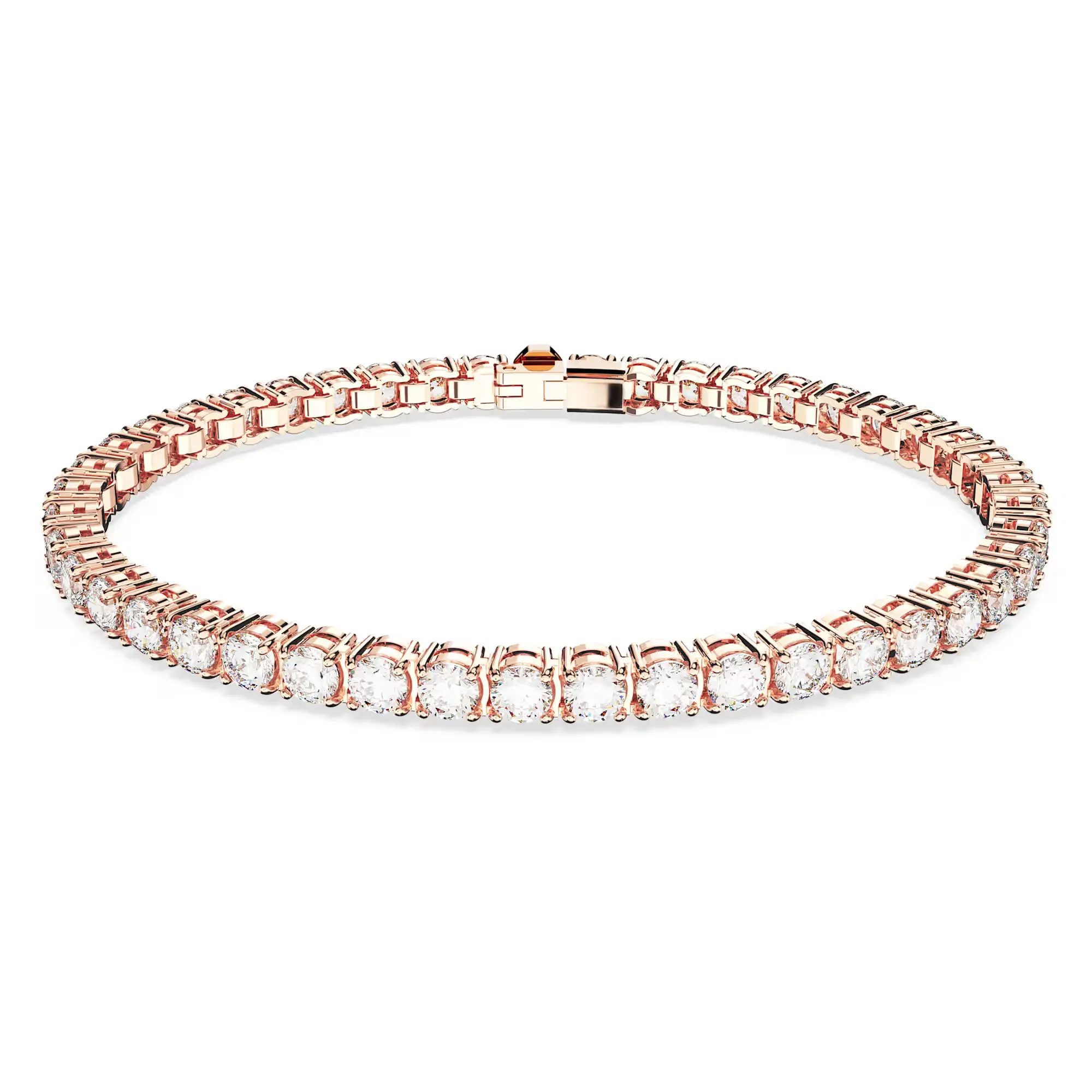 Swarovski Matrix Tennis Bracelet - Round Cut - White - Rose Gold-tone Plated - X-large 5657660, Zirconia, Gift Ideas