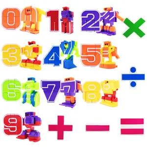 15 PCS Number Robots Transforming Toys Set - Math Counting Numerical Transform Robot Figures, Educational STEM Learning Bots for Kids