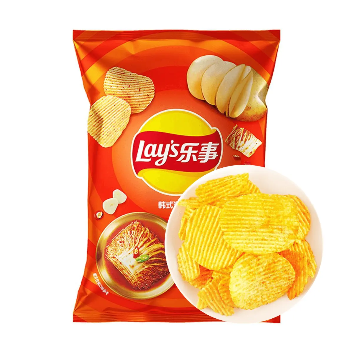 Lay's Korea Kimchi Flavor Potato Chips 70g - Sweet, Spicy, Crispy Snack