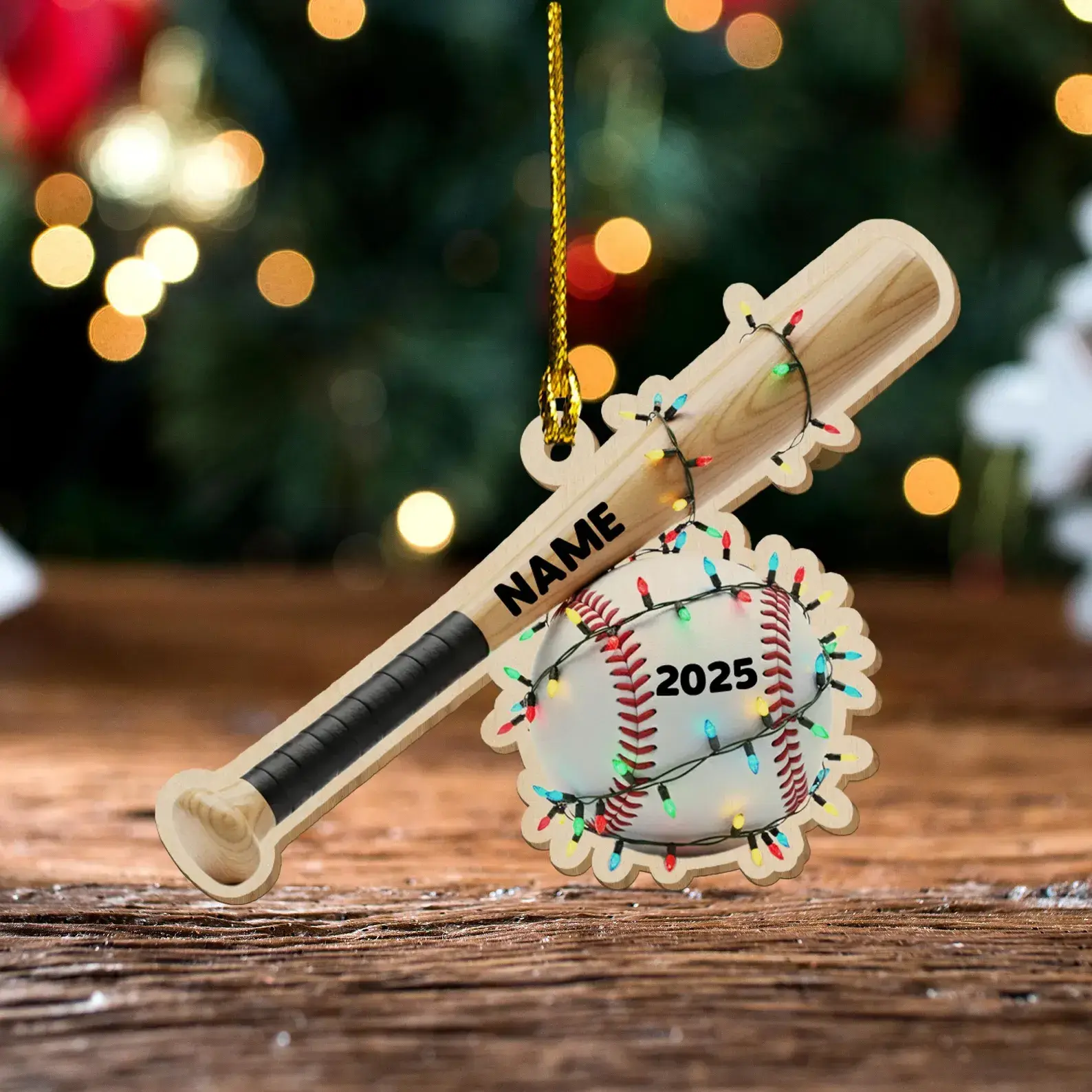 Custom Name Baseball 2025 Ornament, Baseball Bat 2D FLAT Ornament, Christmas Sports 2D flat Gift, Acrylic Sport Ornament