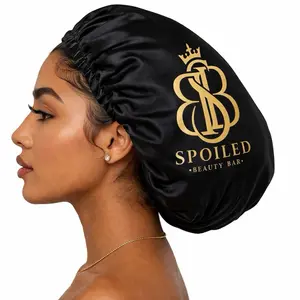 Spoiled Silky Satin Bonnet - Classic Black Premium Silky Satin Bonnet for Hair Protection & Comfort - Reduces Breakage & Frizz - Ideal for Extensions, Wigs & Natural hair
