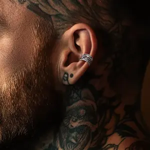 FaithHeart Skull Ear Cuff Earrings for Men Women Stainless Steel