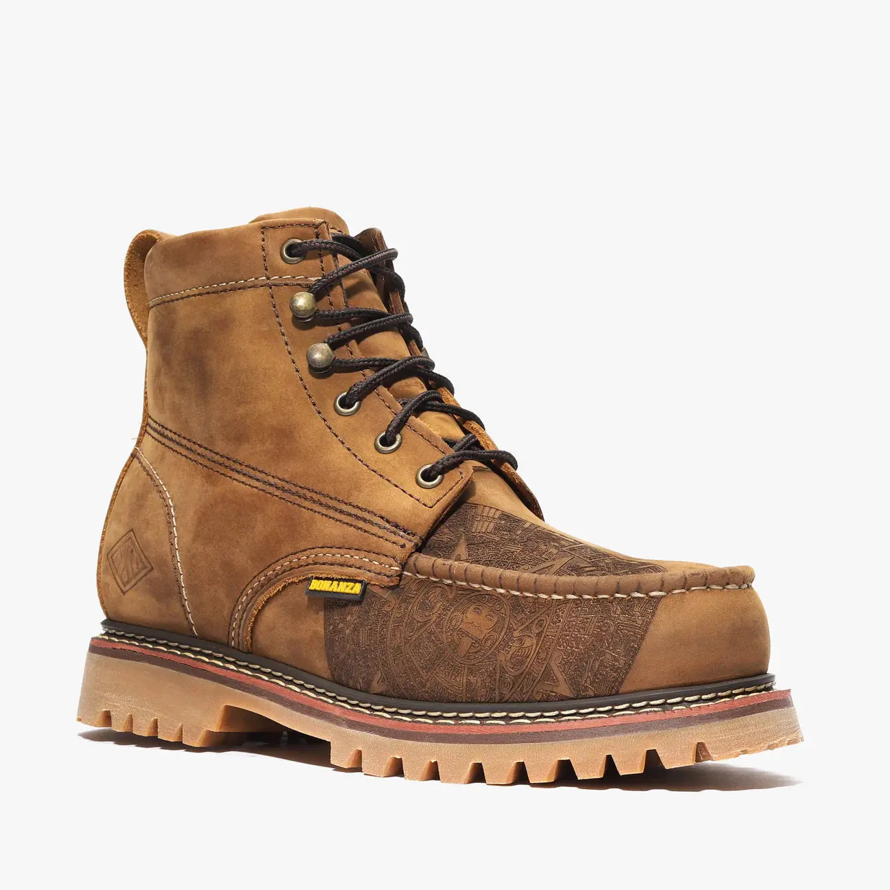 Bonanza Mens Heritafe 6" Moc Toe Aztec Work Boot - Brown