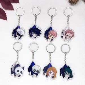 1/8Pcs Anime Figures Jujutsu Kaisen Car Keychain Accessories Acrylic Charms Pendant For Bag Funny Key Holder Backpack Decoration