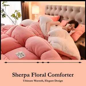 Korean style Sherpa Comforter Queen Size 200x230cm Ultra Soft Thick Reversible Winter Bedding Set Breathable Duvet Insert