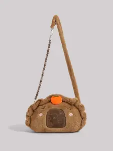 New Capybara Plush Bag Toy Storage Bag, Cute Cartoon Waterhog Pencil Case, Soft Crossbody Shoulder Bag, Handbag Student Zero Wallet Gift