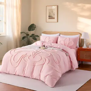 Crown pattern Decorative Duvet Cover Set, Boho Tufted Comforter Sets with Zipper Closure, Including1 Duvet Cover & 1/2 Pillowcase without Filler, Soft Comfortable Bedding Set for Home Bedroom, Microfiber Bed Set, Comfy Bed Sets