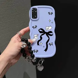 1 Piece Suitable For Redmi Note 11/12S/12 4G/5G/12 Pro 5G/4G/11S/11 Pro 5G/4G/11 Pro+/11E Pro/12R Kittens love bows Phone Case Cover Made From Flexible Enhancing Premium And Lanyard In Adventure Suitable For Redmi Note 11