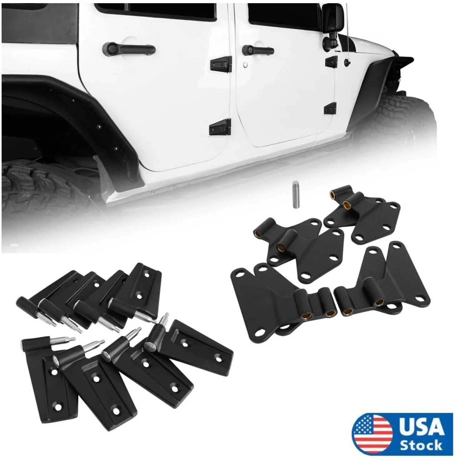 16PCS Powder Coat Body Door Hinge Replacement Set for Jeep Wrangler JK, 2007-2018 Automotive Car Repair Accessory, Body Hinge