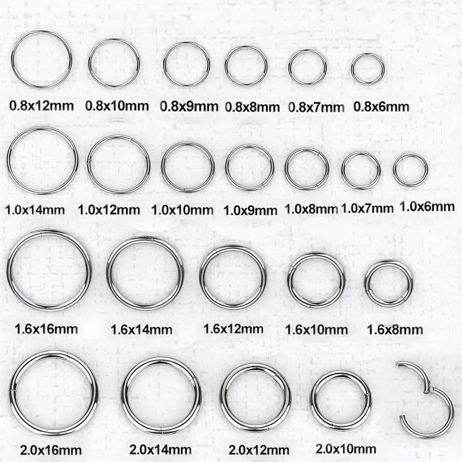 1Pc 316L Stainless Steel Hinged Segment Nose Ring Ear Cartilage Tragus Helix Lip Piercing Nose Hoop Body Piercing Jewelry