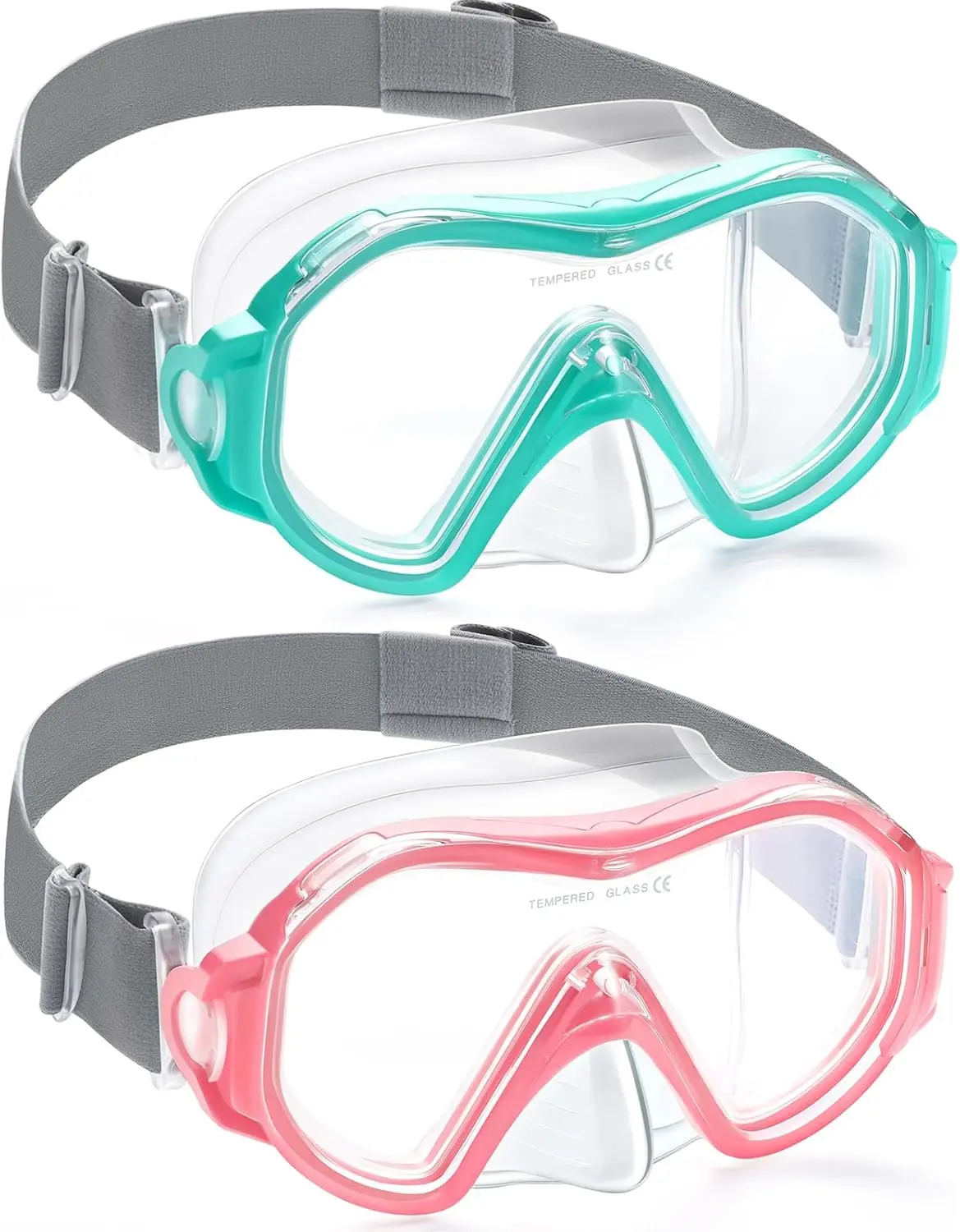 Adult Swim Goggles Swimming Goggles with Nose Cover Elastic Fabric Strap Tempered Glass Snorkeling Gear for Adults