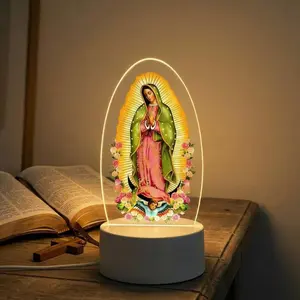 Sacred Our Lady of Guadalupe Prayer Lamp ️ 3-Color USB Warm Light | Catholic Baptism Gift, Home Altar & Housewarming Present