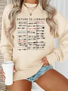 Women's Autumn Winter Casual Fitted Long Sleeve Round Neck Sweatshirt, Thin Fabric, Vintage Style, United States 1997 Design, Aesthetic Casual Pullover