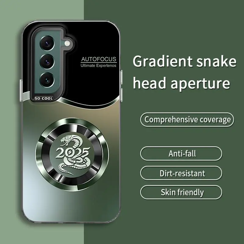 Suitable for [Galaxy S21 Fe 5g] New high-end 2025 snake ring magnetic IMD mobile phone case New business simple soft silicone mobile phone case with magnetic function Affordable price Anti-drop and anti-fingerprint 995