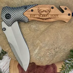Laser engraved pocket knife