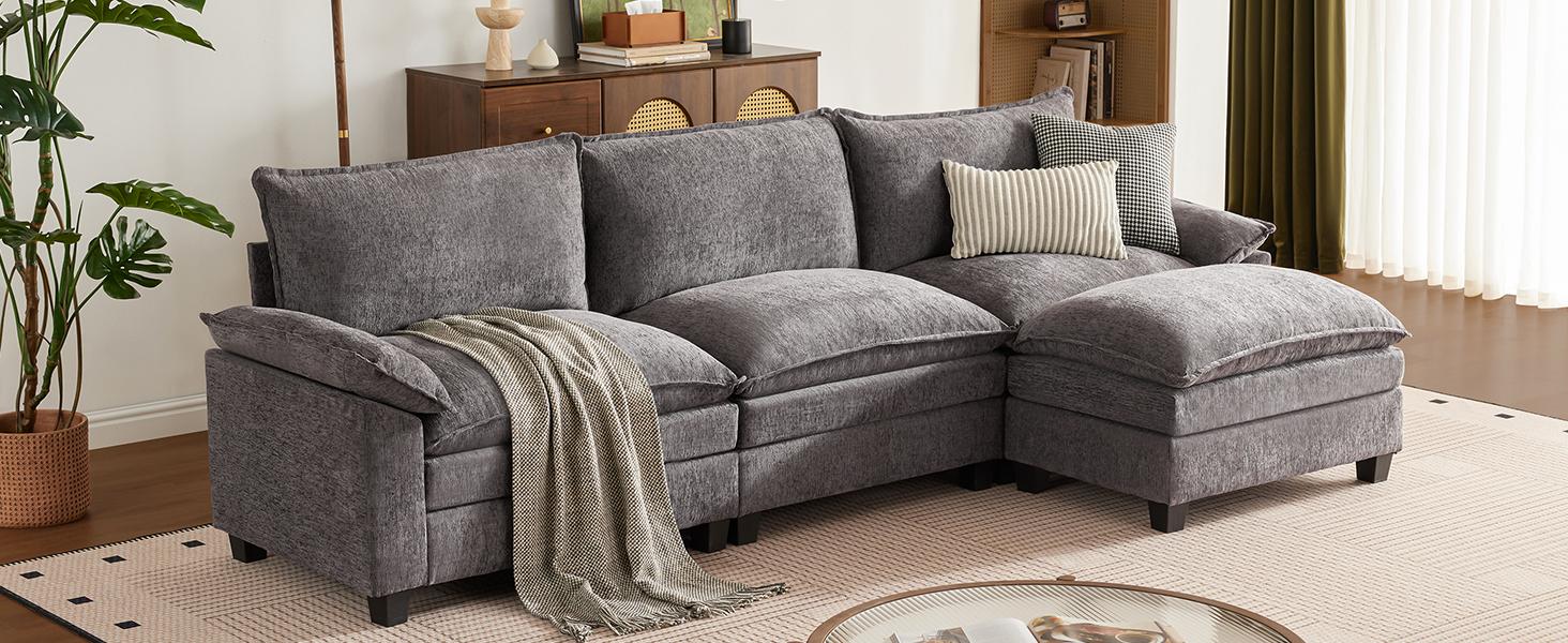 【2-3 Packages】110-143 Inch Modular Couch Sectionals with Ottoman, Big Comfy Cloud Couches, L/U Shaped 4-6 Seat Modular Sectional Sofa, Modern Cloud Sectional Couches for Living Room, Deep Seat Sofa 【2-3 Packages】110-143 Inch Modular Couch Sectionals with Ottoman, Big Comfy Cloud Couches, L/U Shaped 4-6 Seat Modular Sectional Sofa, Modern Cloud Sectional Couches for Living Room, Deep Seat Sofa